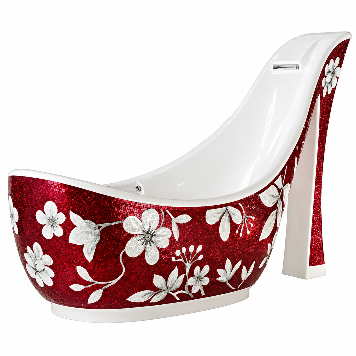 Flower Mural Shoe Shaped Design Bathtub Mosaic Tile