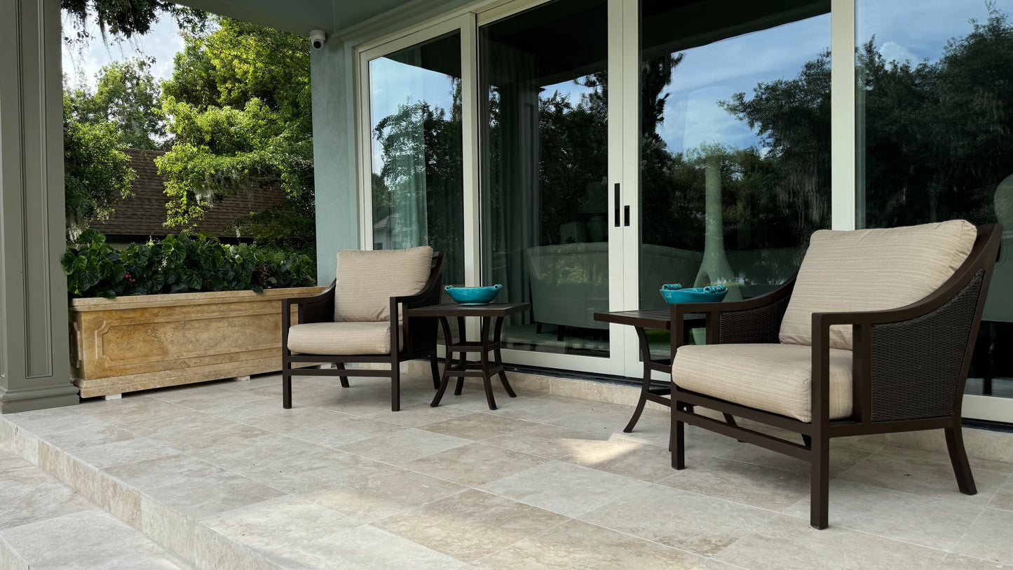Elegance in Stone: Custom Travertine Trough Planter set of two