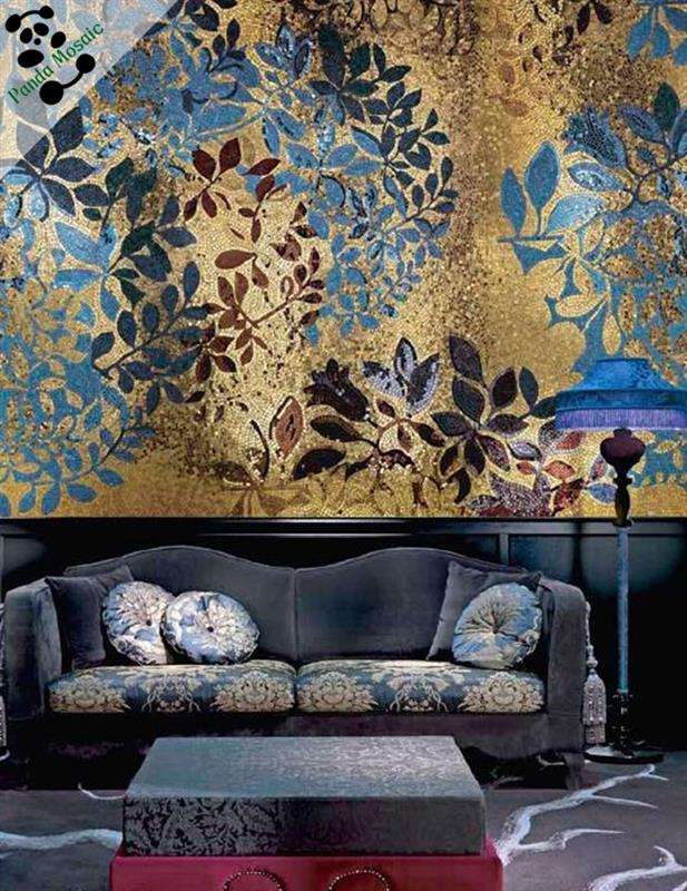 Glass Mosaic Tile Leaf Pattern Wall Mural Mural Art Mosaic