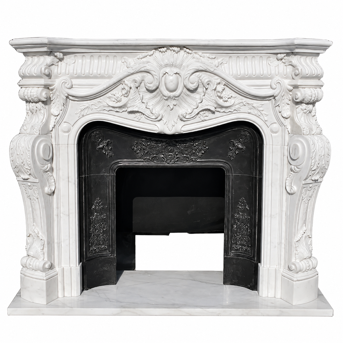 Customizable Size Simple Beige Natural Marble Gothic Revival Fireplace Mantel for Living Room Accent