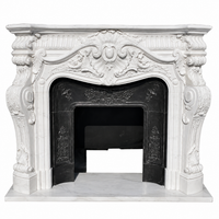 Customizable Size Simple Beige Natural Marble Gothic Revival Fireplace Mantel for Living Room Accent