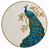 Decorative Glass Tile Luxurious Wall Mural Peacock Mosaic Picture Tile