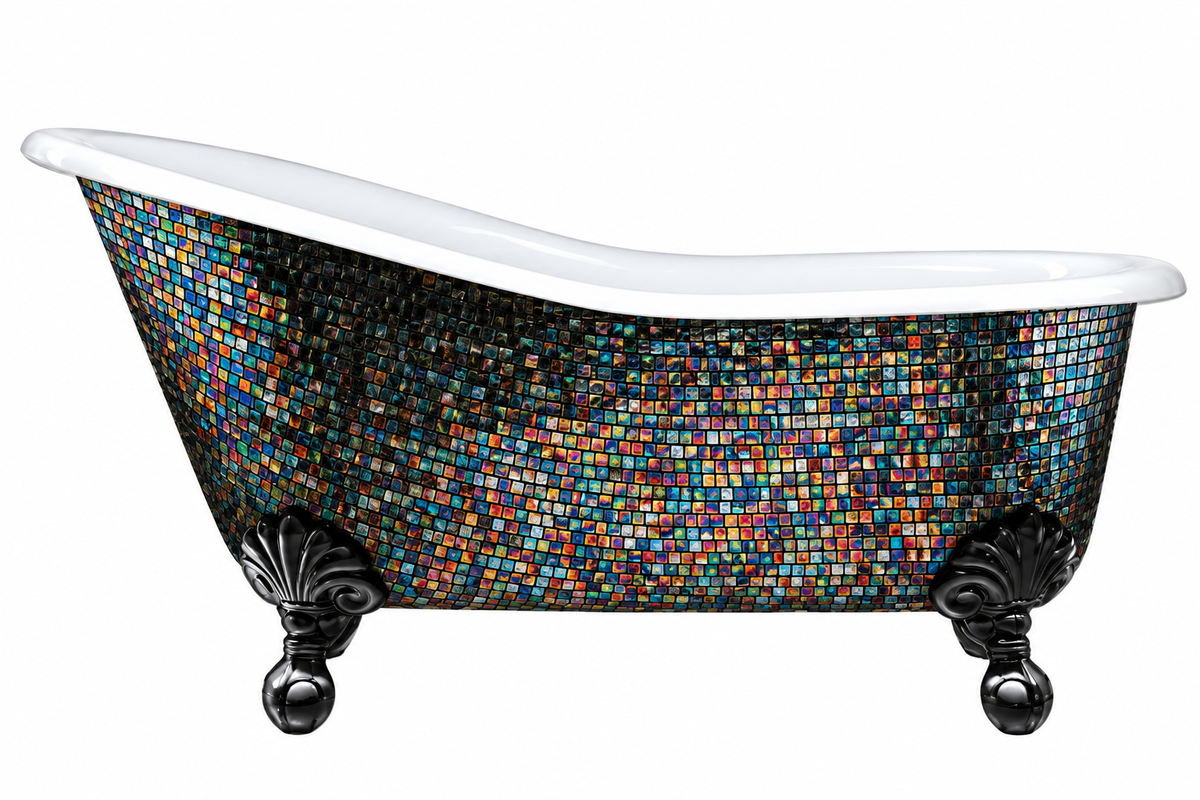 Flower Mural Shoe Shaped Design Bathtub Mosaic Tile