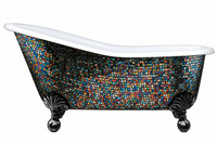 Flower Mural Shoe Shaped Design Bathtub Mosaic Tile