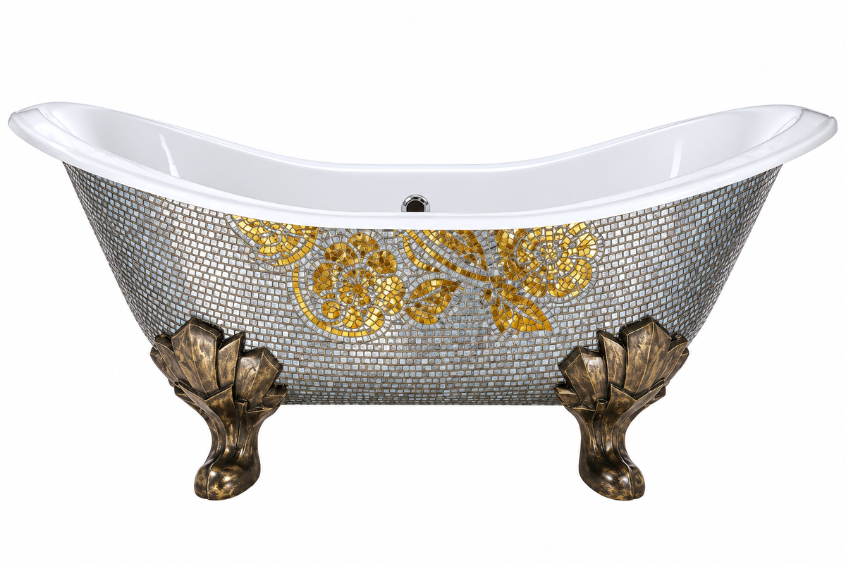Flower Mural Shoe Shaped Design Bathtub Mosaic Tile