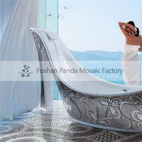 Mb Pbt-sh-s01 Foshan Sanitaryware Silver Mosaic Art Shoe Shaped Bathtub Butterfly Design Bathtub