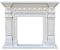 Modern White Marble Fireplace Surround Minimalist Polished Mantel for Contemporary Living Room Decor