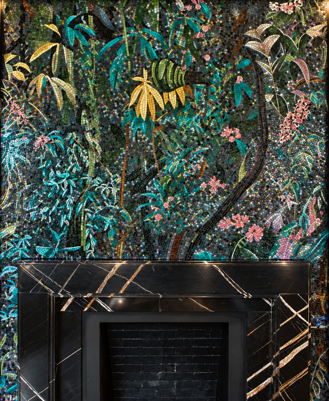 Rain Forest at Night Bespoke Mosaic Installation