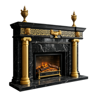 Black Marble Fireplace Mantel Neoclassical Fireplace Surround for Luxury Villa Decor