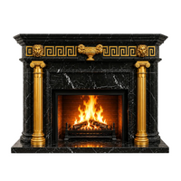 Black Marble Fireplace Mantel Neoclassical Fireplace Surround for Luxury Villa Decor