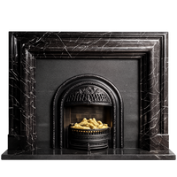 Black Marble Fireplace Mantel Neoclassical Fireplace Surround for Luxury Villa Decor