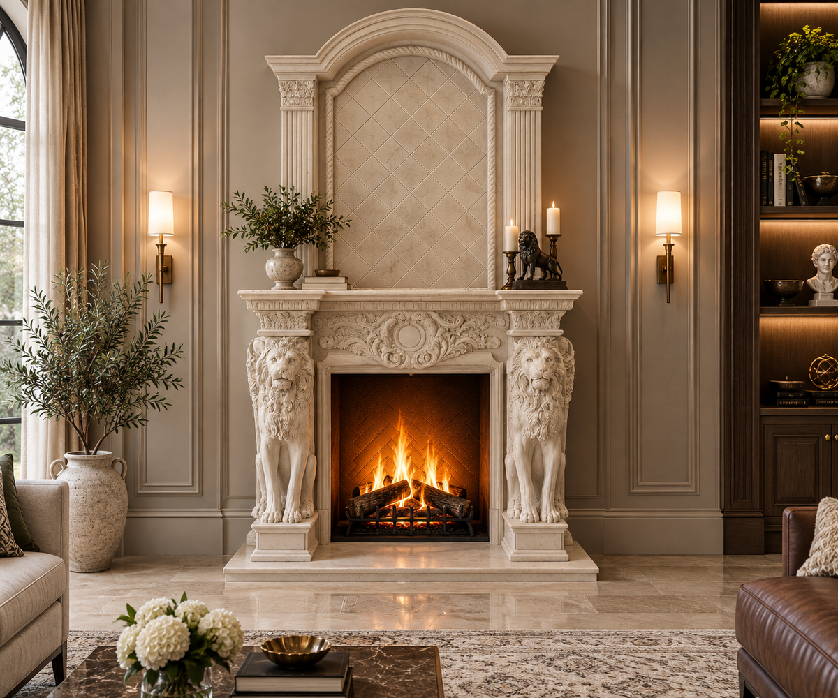 Classical European Marble Fireplace Mantel Luxury Indoor Fireplace Surround