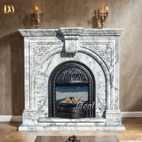 Contemporary Marble Fireplace Minimalist Hand Carved Stone Mantel Modern Style for Living Room and Villa Interiors