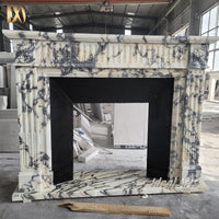 Contemporary Marble Fireplace Minimalist Hand Carved Stone Mantel Modern Style for Living Room and Villa Interiors