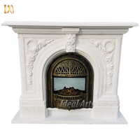 Contemporary Marble Fireplace Minimalist Hand Carved Stone Mantel Modern Style for Living Room and Villa Interiors