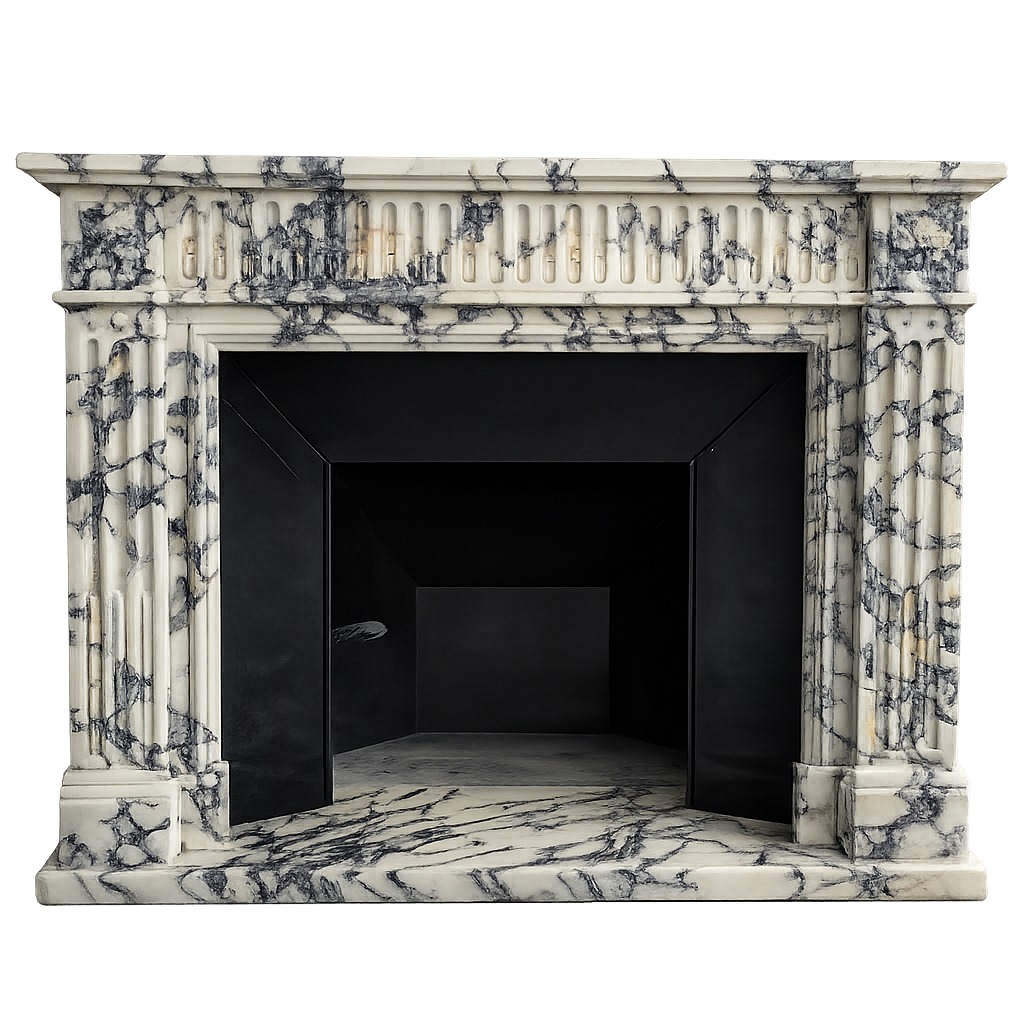Contemporary Marble Fireplace Minimalist Hand Carved Stone Mantel Modern Style for Living Room and Villa Interiors