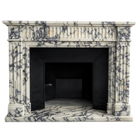 Contemporary Marble Fireplace Minimalist Hand Carved Stone Mantel Modern Style for Living Room and Villa Interiors