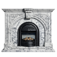 Contemporary Marble Fireplace Minimalist Hand Carved Stone Mantel Modern Style for Living Room and Villa Interiors