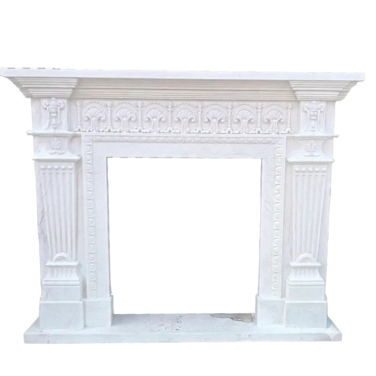 Custom Modern Minimalist Marble Fireplace Design for Luxury Homes & Hotels