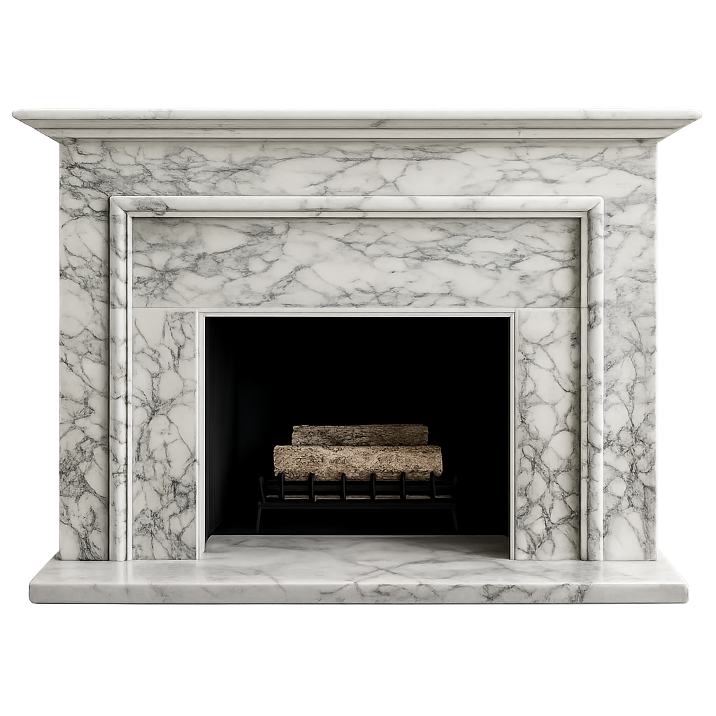 Custom Modern Minimalist Marble Fireplace Design for Luxury Homes & Hotels