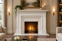 Custom Modern Minimalist Marble Fireplace Design for Luxury Homes & Hotels