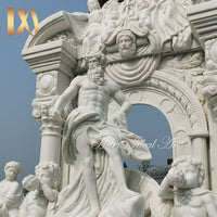 Ideal Arts Factory Direct Sale European Carved Figure Statue Fireplace Hand Carved Two Layer Marble Fireplace Mantel Frame