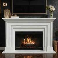 Modern White Marble Fireplace Surround Minimalist Polished Mantel for Contemporary Living Room Decor