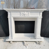 Modern White Marble Fireplace Surround Minimalist Polished Mantel for Contemporary Living Room Decor