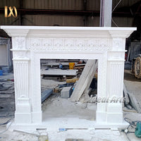 Modern White Marble Fireplace Surround Minimalist Polished Mantel for Contemporary Living Room Decor
