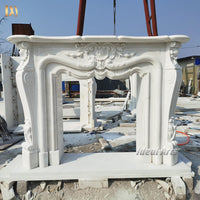 Hand Carved Natural French Marble Fireplace Mantel Luxury Villa Grade Fireplace for Indoor Home Decoration
