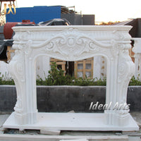 Hand Carved Natural French Marble Fireplace Mantel Luxury Villa Grade Fireplace for Indoor Home Decoration