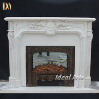 Hand Carved Natural French Marble Fireplace Mantel Luxury Villa Grade Fireplace for Indoor Home Decoration