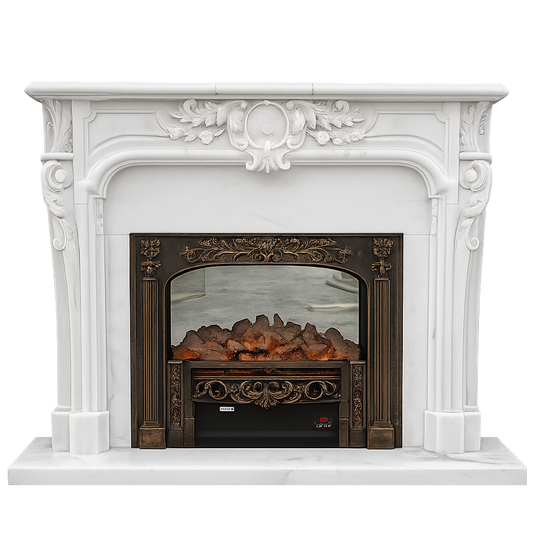 Hand Carved Natural French Marble Fireplace Mantel Luxury Villa Grade Fireplace for Indoor Home Decoration