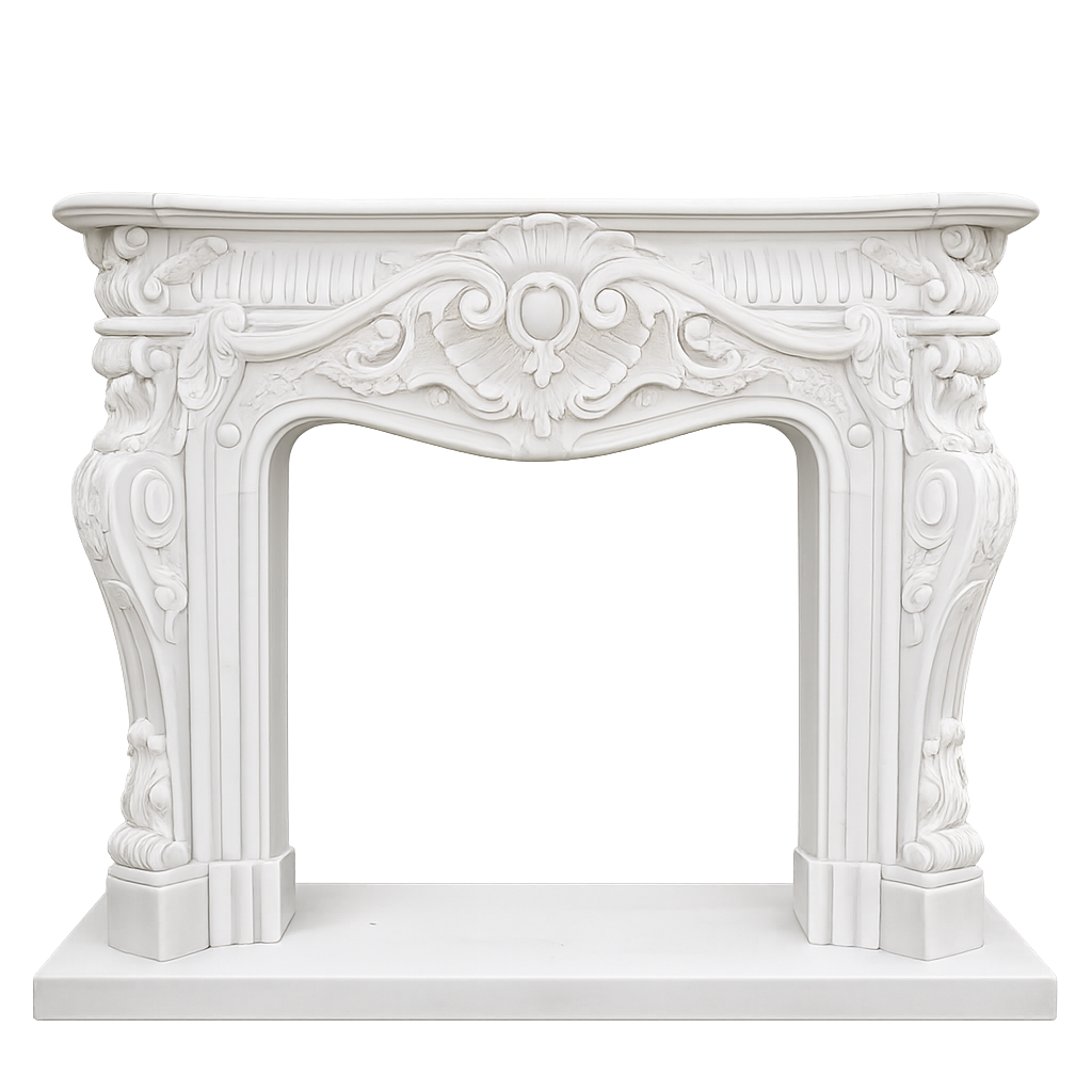 Hand Carved Natural French Marble Fireplace Mantel Luxury Villa Grade Fireplace for Indoor Home Decoration