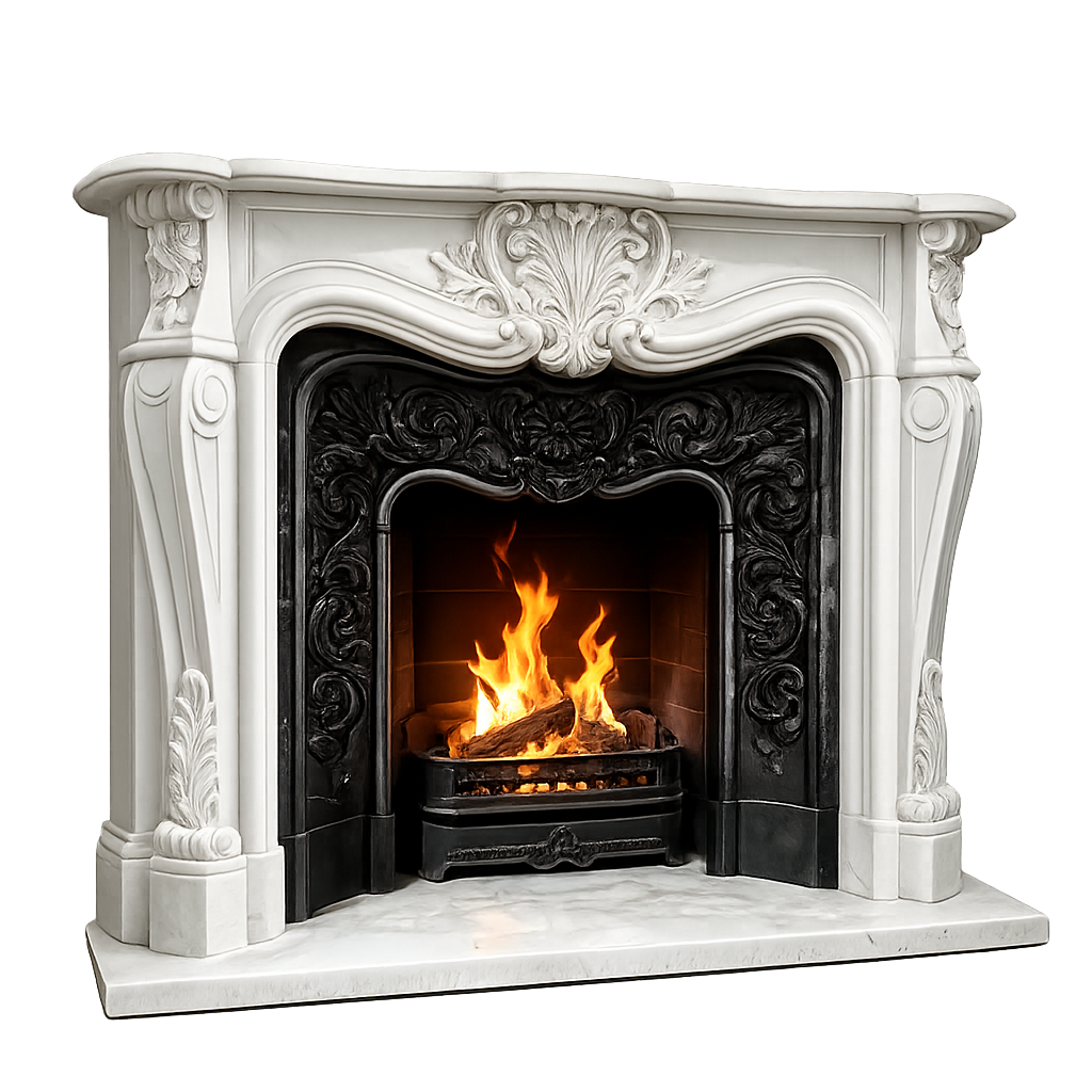 Hand Carved Natural French Marble Fireplace Mantel Luxury Villa Grade Fireplace for Indoor Home Decoration