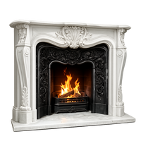 Hand Carved Natural French Marble Fireplace Mantel Luxury Villa Grade Fireplace for Indoor Home Decoration