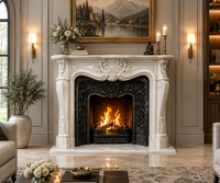 Hand Carved Natural French Marble Fireplace Mantel Luxury Villa Grade Fireplace for Indoor Home Decoration