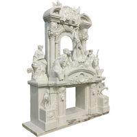 Ideal Arts Factory Direct Sale European Carved Figure Statue Fireplace Hand Carved Two Layer Marble Fireplace Mantel Frame