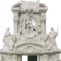 Ideal Arts Factory Direct Sale European Carved Figure Statue Fireplace Hand Carved Two Layer Marble Fireplace Mantel Frame