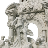 Ideal Arts Factory Direct Sale European Carved Figure Statue Fireplace Hand Carved Two Layer Marble Fireplace Mantel Frame