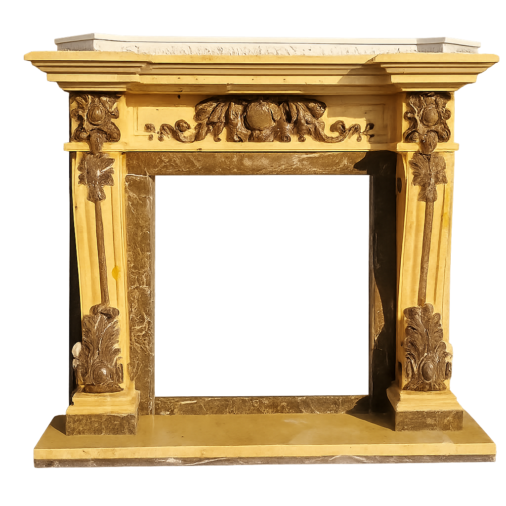 Luxury Hand Carved Marble Fireplace Mantel European Style Decorative Fireplace Surround