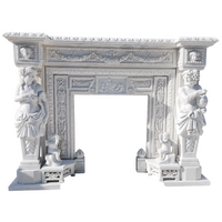 Luxury Hand Carved Marble Fireplace Mantel European Style Decorative Fireplace Surround