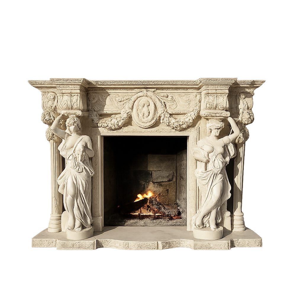Luxury Hand Carved Marble Fireplace Mantel European Style Decorative Fireplace Surround