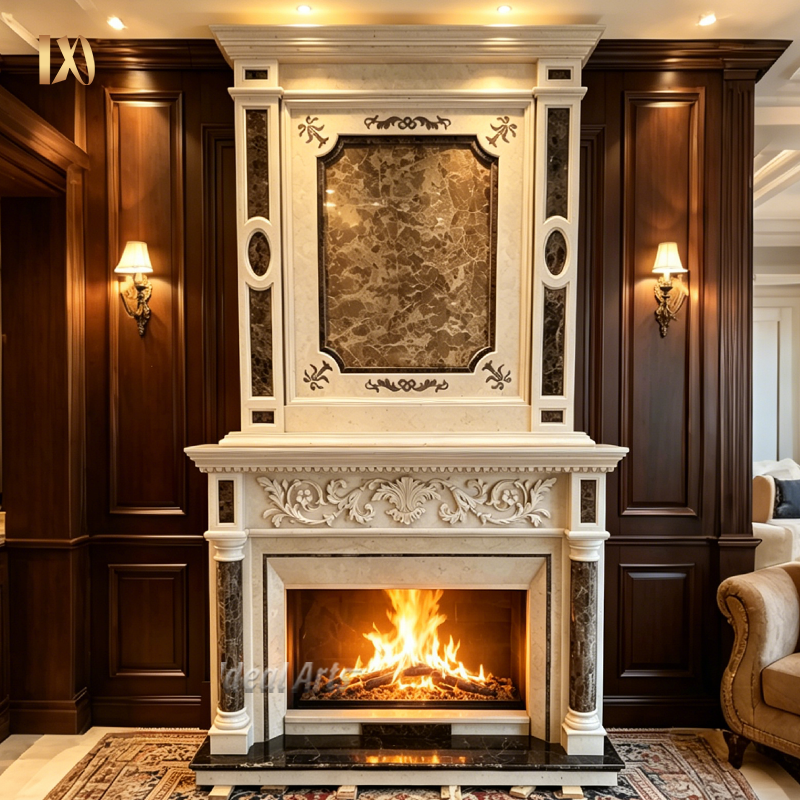 Classical European Marble Fireplace Mantel Luxury Indoor Fireplace Surround