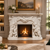 Luxury Hand Carved Marble Fireplace Mantel European Style Decorative Fireplace Surround