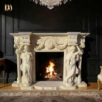 Luxury Hand Carved Marble Fireplace Mantel European Style Decorative Fireplace Surround