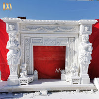 Luxury Hand Carved Marble Fireplace Mantel European Style Decorative Fireplace Surround