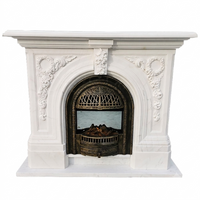 Contemporary Marble Fireplace Minimalist Hand Carved Stone Mantel Modern Style for Living Room and Villa Interiors