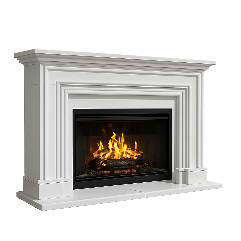 Modern White Marble Fireplace Surround