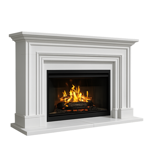 Modern White Marble Fireplace Surround